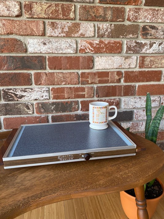 VINTAGE 1970s Electro Glass Server Hot Electric Tray By CORNWALL  11.5 x 15.5"